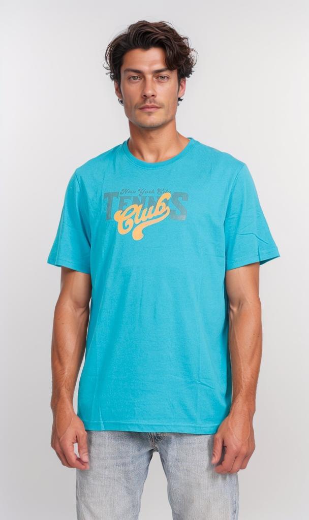 Tennis Club Graphic T-Shirt - Cyan Blue