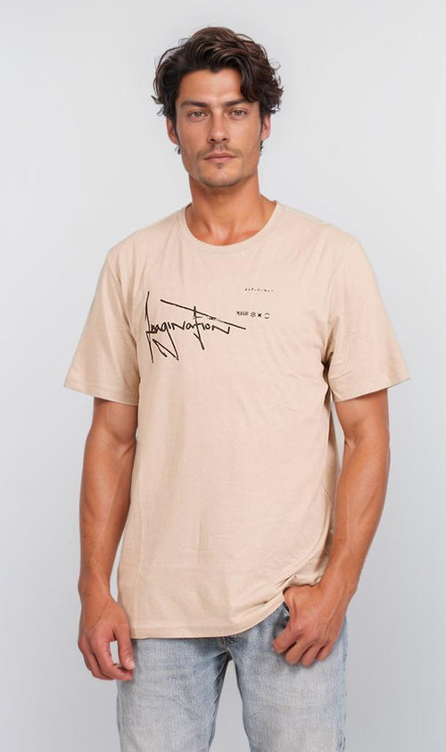 O203203 - Magic of Ones Typography T-Shirt – Beige