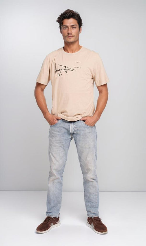 O203203 - Magic of Ones Typography T-Shirt – Beige