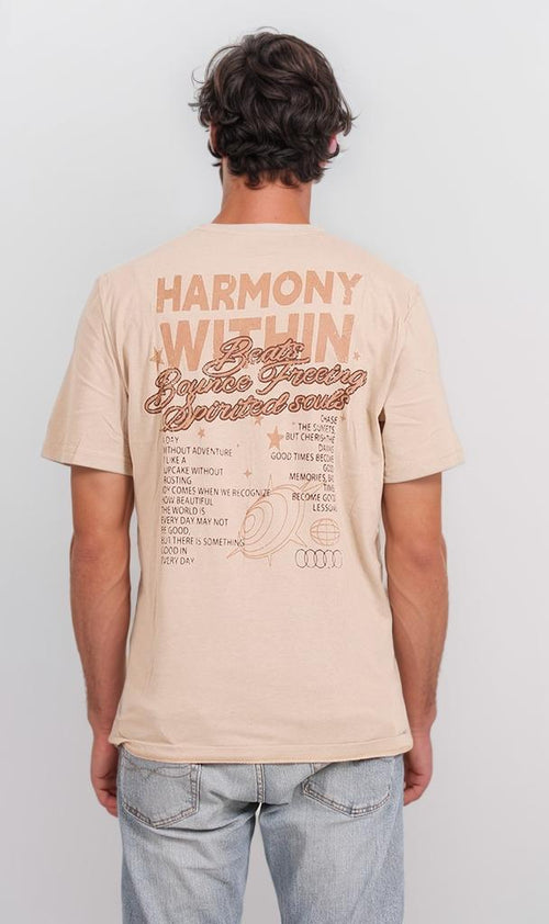 O203204 - Harmony Within Typography T-Shirt – Beige