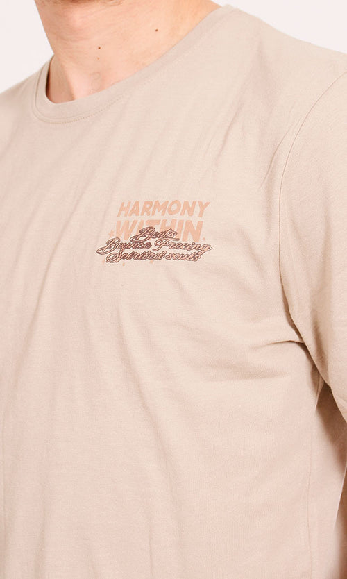O203204 - Harmony Within Typography T-Shirt – Beige