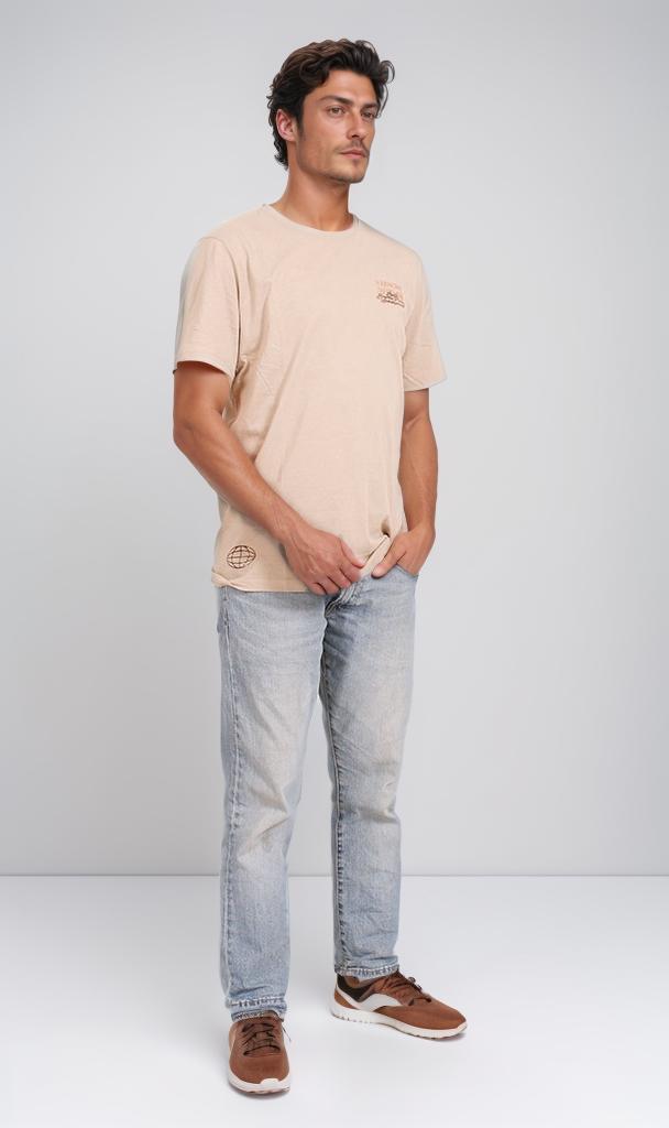 O203204 - Harmony Within Typography T-Shirt – Beige