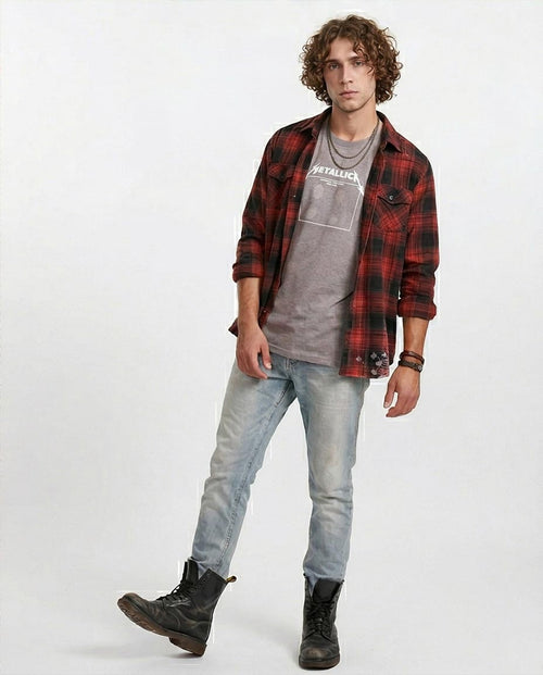 تيشيرت جرافيك رافين × ميتاليكا "Wherever We May Roam" - رمادي فحمي عتيق - O203205