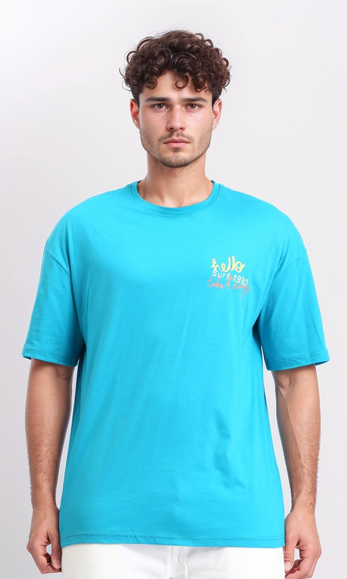 Slip On Front & Back Printed Tee - Turquoise