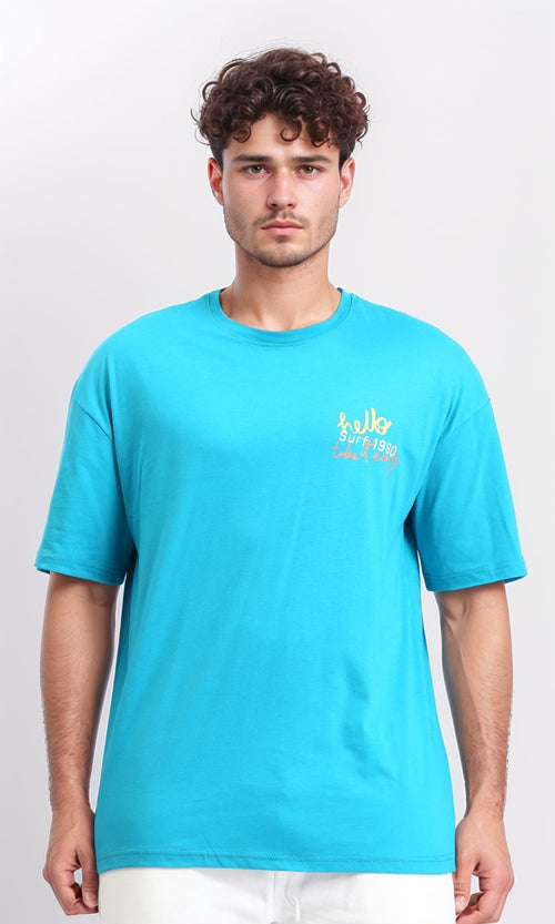 Slip On Front & Back Printed Tee - Turquoise