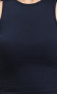 O203217 - Slip On Solid Feminine Racer Top - Navy Blue