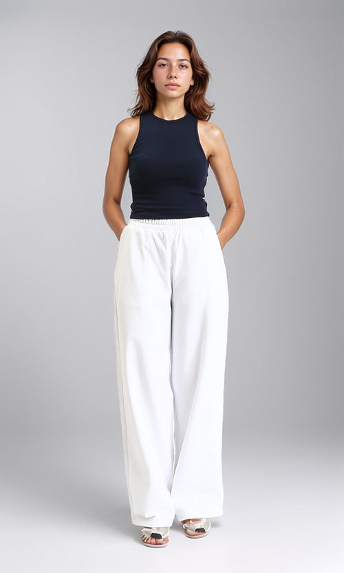 O203217 - Slip On Solid Feminine Racer Top - Navy Blue