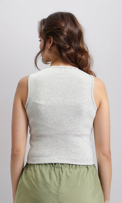 O203219 - Slip On Solid Feminine Tank Top - Light Heather Grey