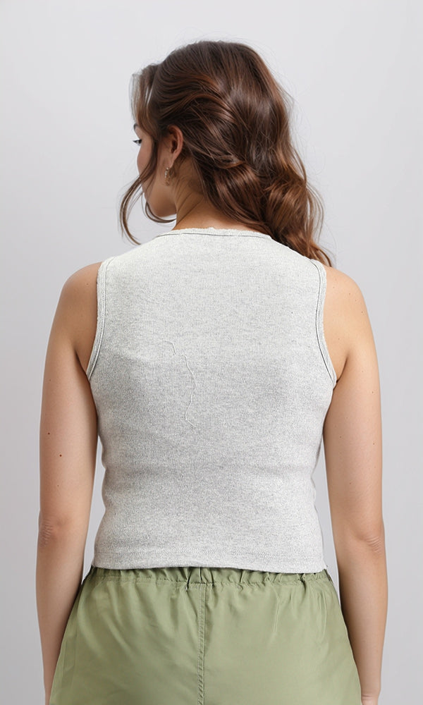 O203219 - Slip On Solid Feminine Tank Top - Light Heather Grey