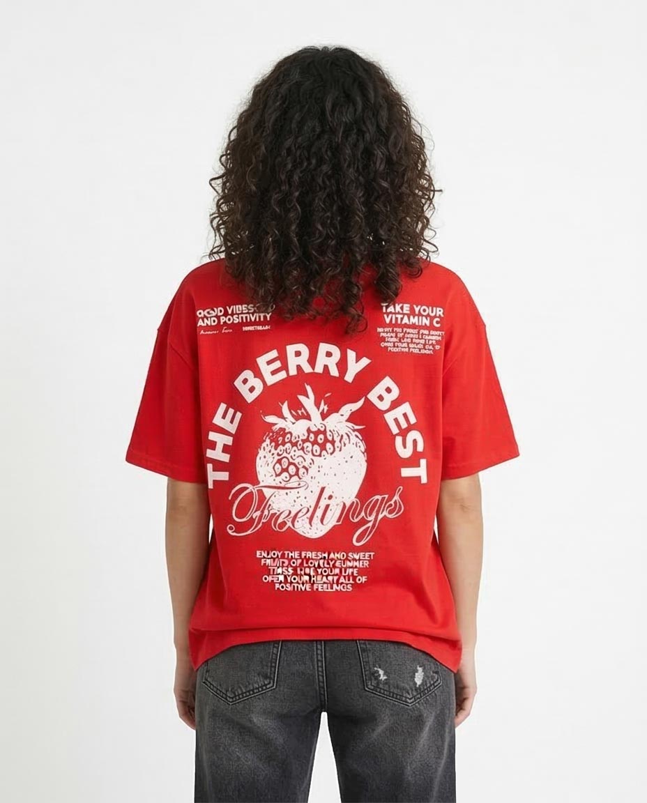 Ravin Oversized "Berry Best" Graphic Tee – Bright Red - O203221