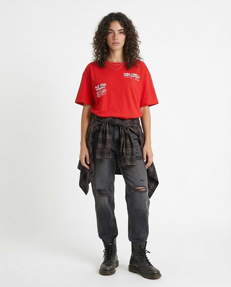 Ravin Oversized "Berry Best" Graphic Tee – Bright Red - O203221