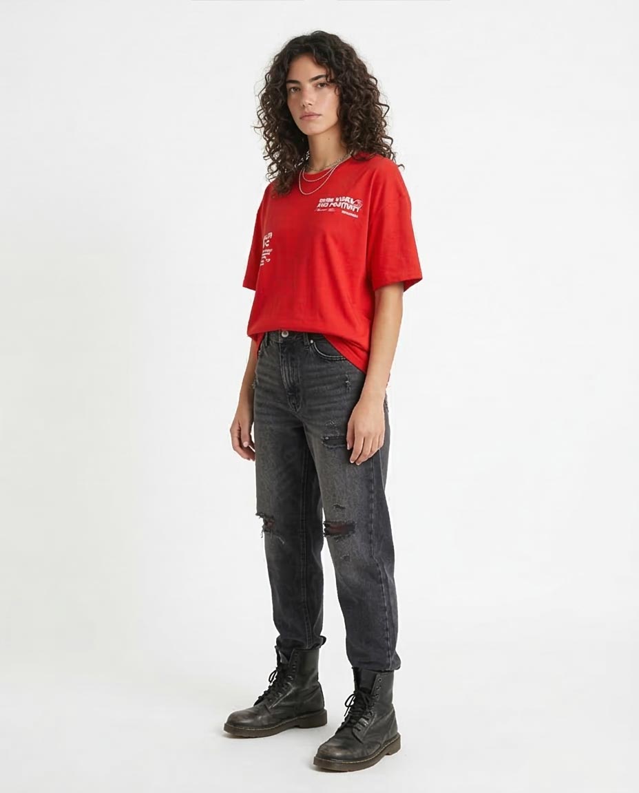 Ravin Oversized "Berry Best" Graphic Tee – Bright Red - O203221