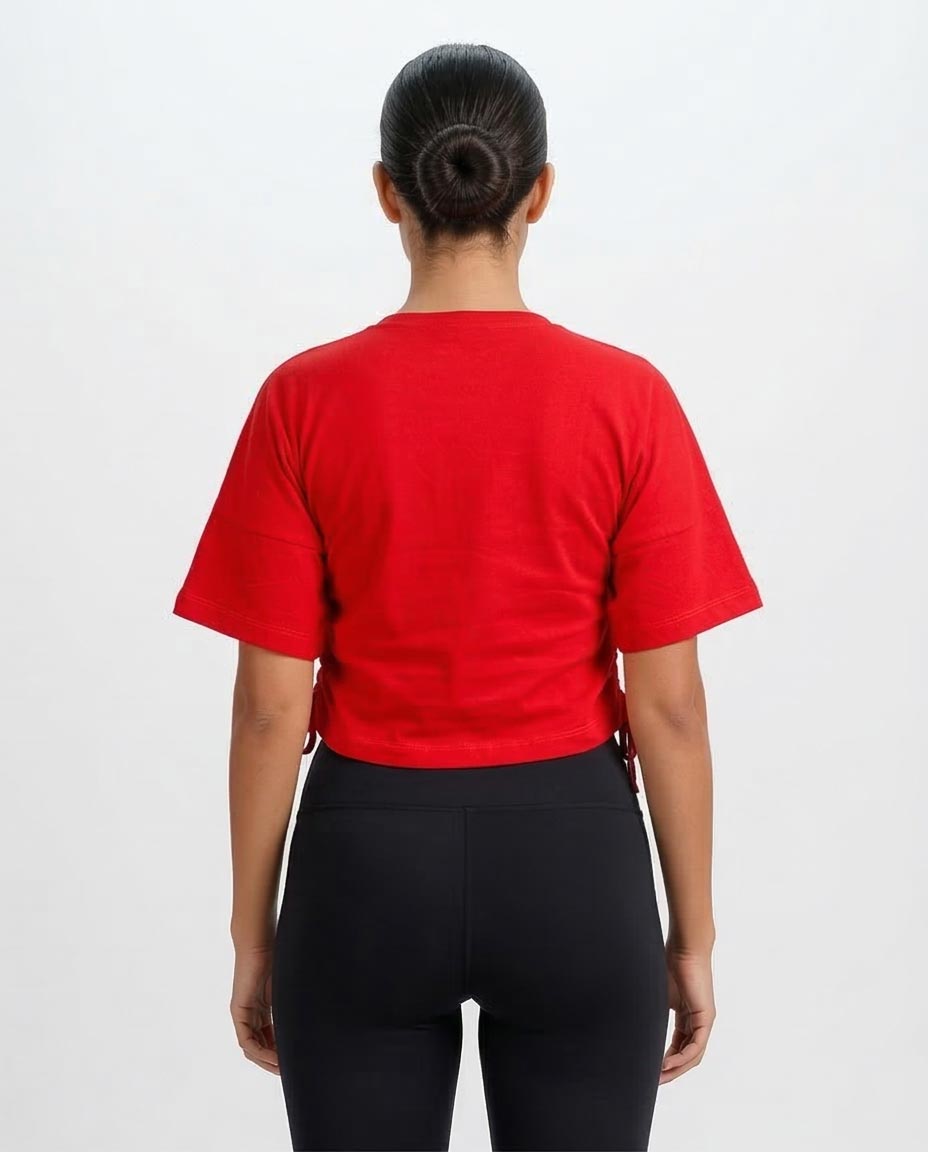 Ravin Women's Detroit Graphic Side-Cinch Cropped T-Shirt – Red - O203228
