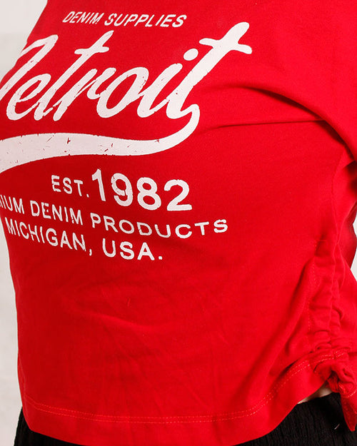 Ravin Women's Detroit Graphic Side-Cinch Cropped T-Shirt – Red - O203228