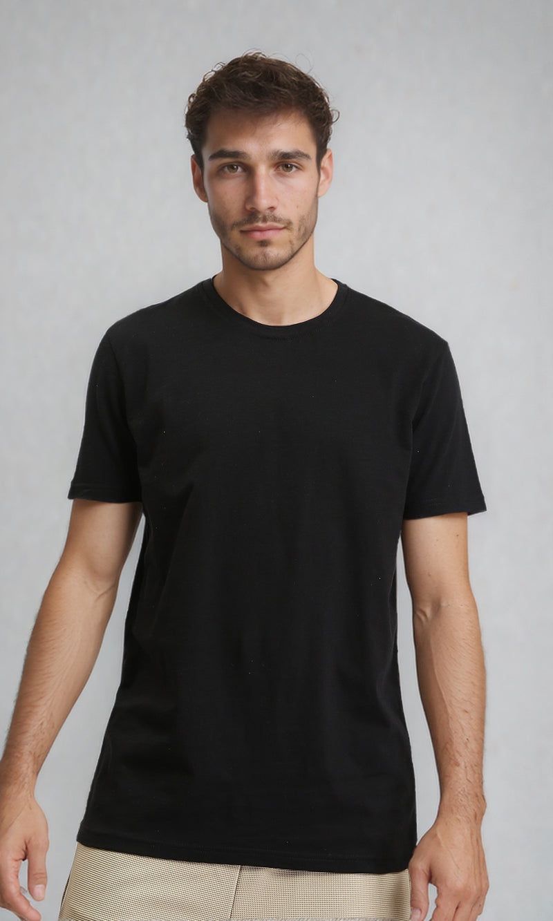 O203244 - Crew Neck Solid Basic Tee - Black
