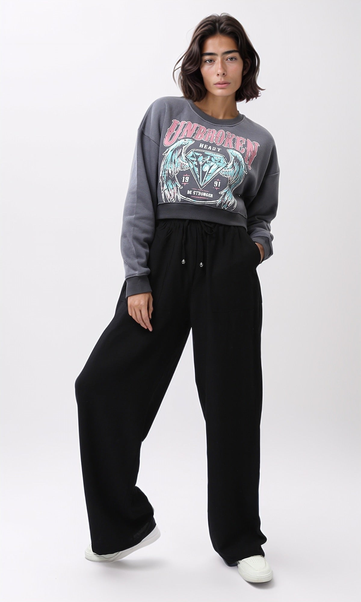 Black Wide-Leg Drawstring Utility Trousers - O203248