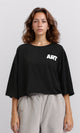 O203252 - "Art" Elbow Sleeves Cotton Short Tee - Black