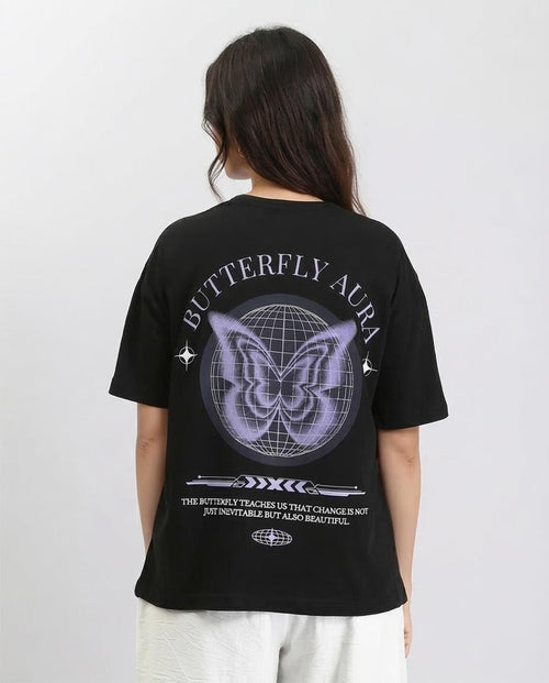 Ravin Butterfly Aura Oversized Graphic T-Shirt – Black - O203253