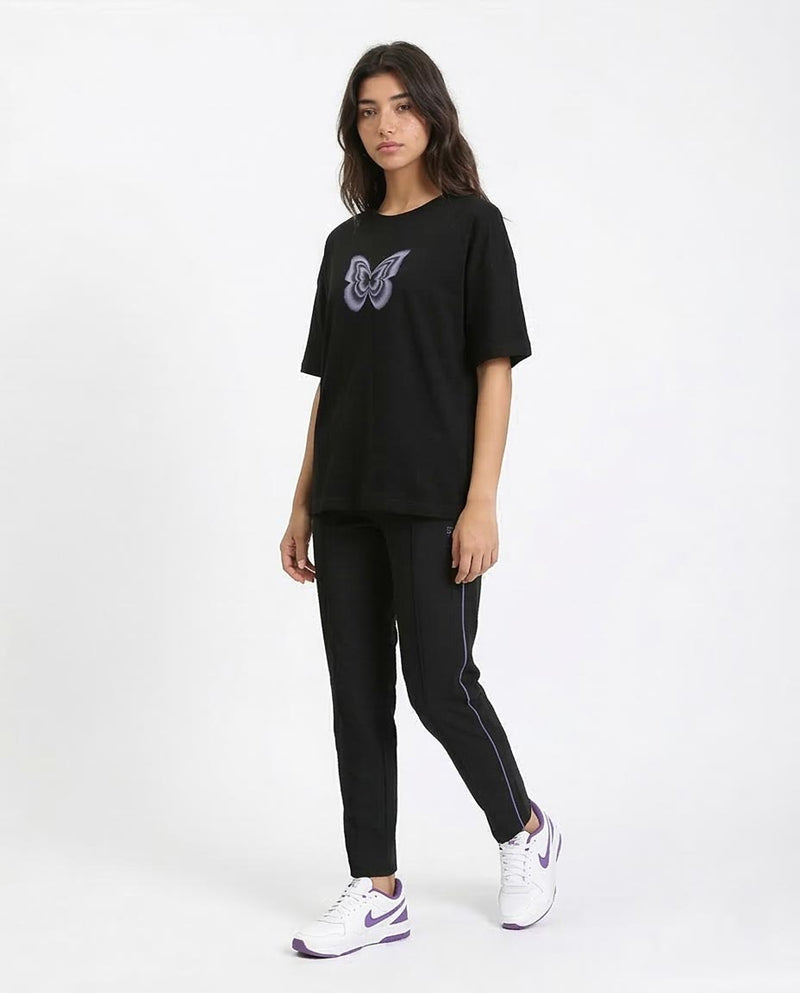 Ravin Butterfly Aura Oversized Graphic T-Shirt – Black - O203253
