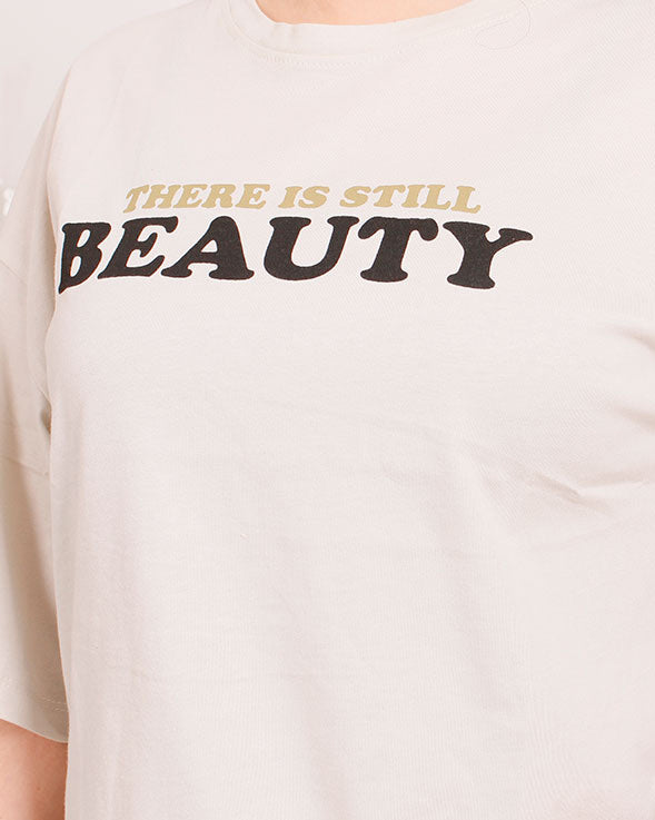 Ravin تي شيرت بطبعة كبيرة "Still Beauty" – كريم - O203254