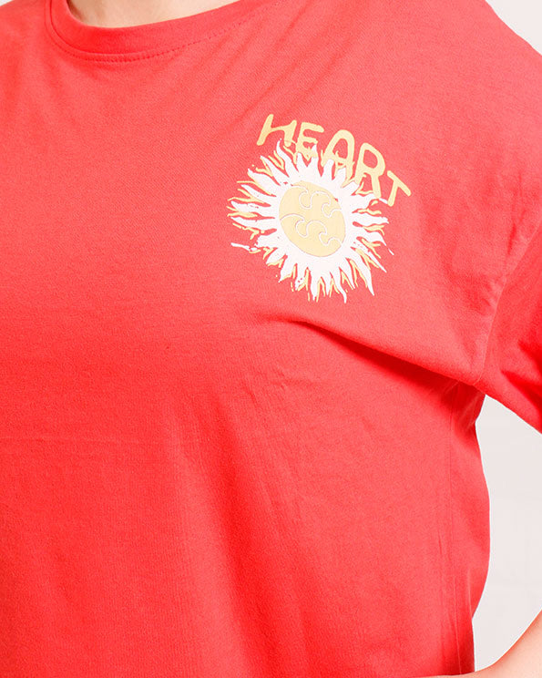 Ravin Oversized "Heart of the Sun" Graphic T-Shirt – Coral Red - O203255