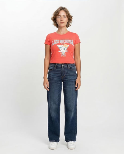 Ravin Women's Lake Michigan Graphic Cropped T-Shirt - Coral - O203256