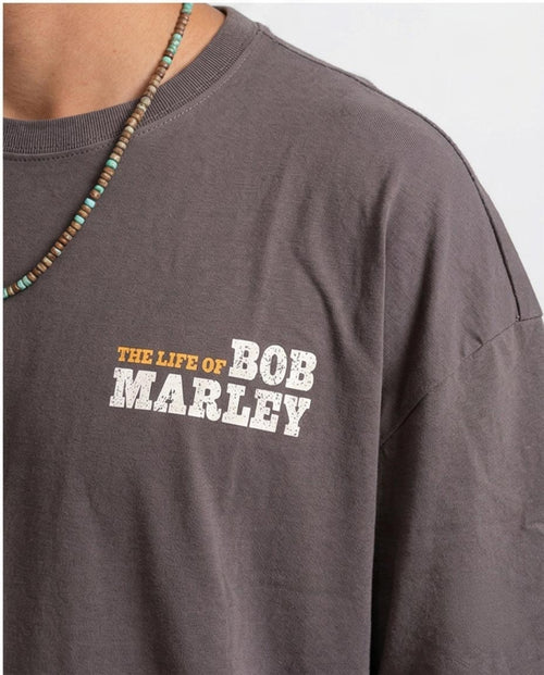 Ravin | Bob Marley "Wake Up & Live" Oversized Graphic T-Shirt – Charcoal - O203261