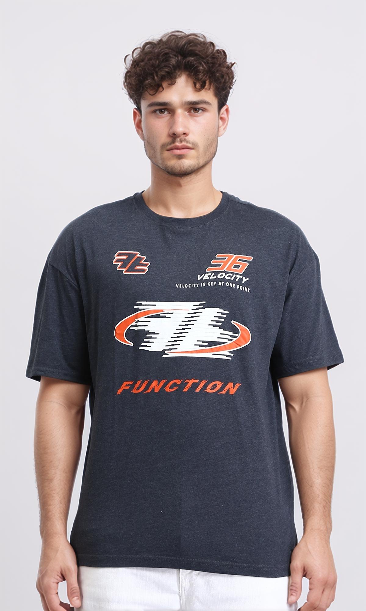 Racing-Inspired Graphic T-Shirt - Charcoal Grey
