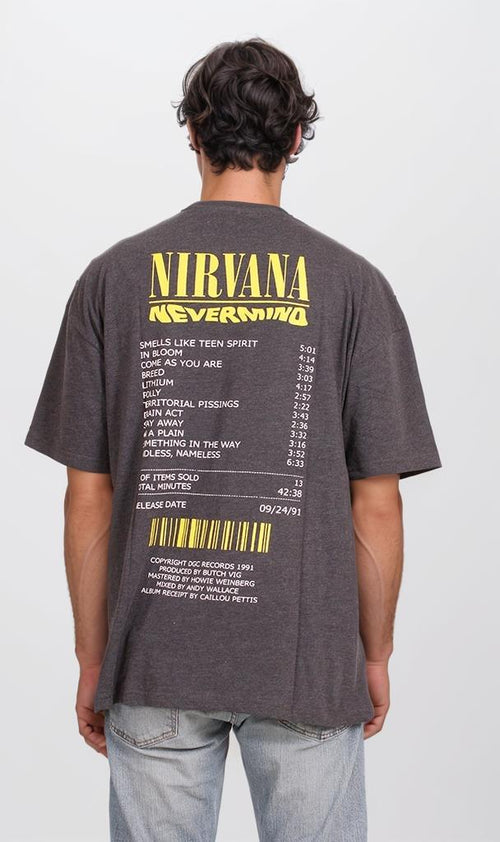 O203263 - Nirvana Nevermind Band Graphic T-Shirt – Charcoal Grey