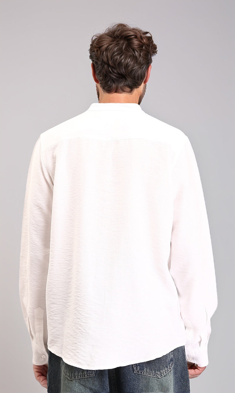 O203311 - Summer Textured Shirt with Mandarin Collar - Off-White