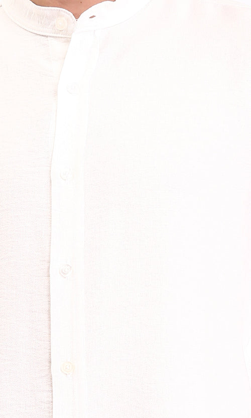 O203311 - Summer Textured Shirt with Mandarin Collar - Off-White