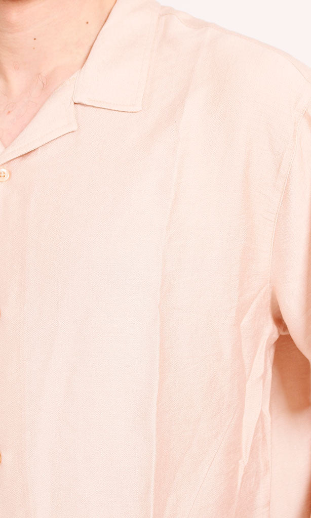 O203318 - Linen Short-Sleeve Button-Up Shirt - Beige