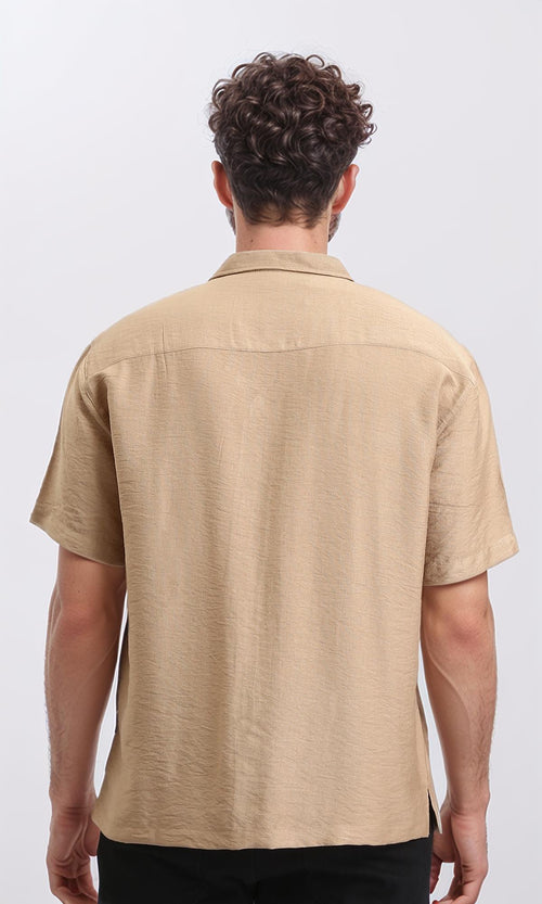 O203319 - Buttons Down Short Sleeves Shirt - Camel