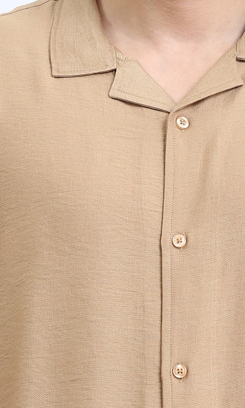 O203319 - Buttons Down Short Sleeves Shirt - Camel