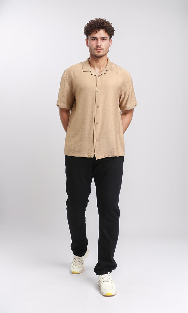 O203319 - Buttons Down Short Sleeves Shirt - Camel