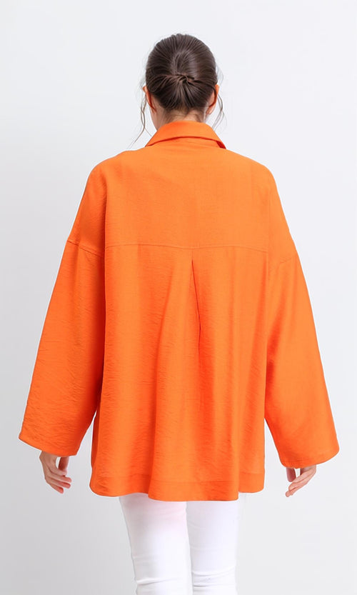 O203327 - Long Sleeves Shirt with Front Pockets - Orange