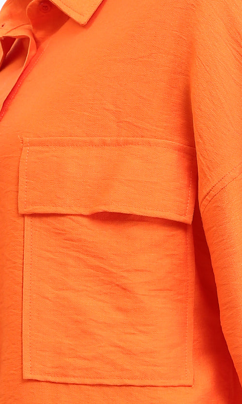O203327 - Long Sleeves Shirt with Front Pockets - Orange