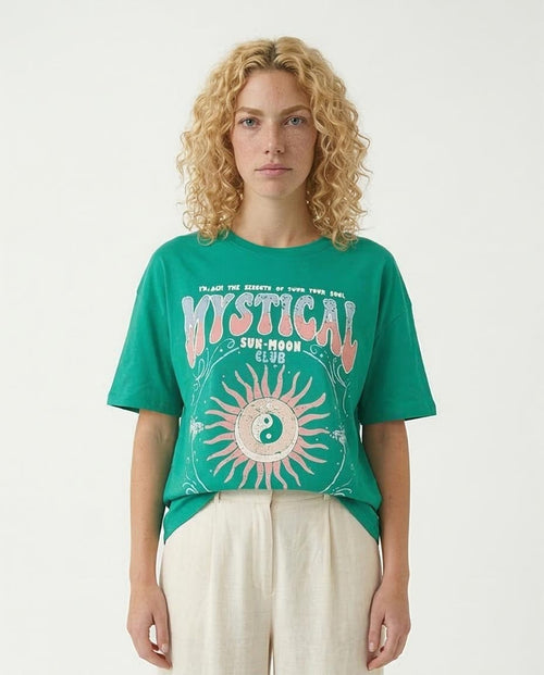 Mystical Sun-Moon Club Oversized Graphic T-Shirt