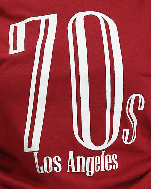 Ravin Women's 70s Los Angeles Graphic T-Shirt with Side-Cinch Drawstrings – Burgundy - O203335