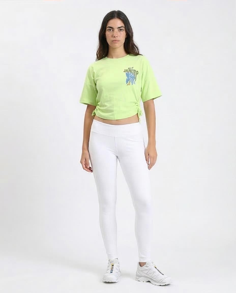Ravin Women's Rio de Janeiro Graphic T-Shirt – Adjustable Side-Cinch Hem-Lime Green - O203336-