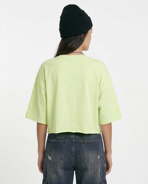 Ravin Women’s "Live with Passion" Boxy Cropped Graphic T-Shirt – Lime Green - O203340