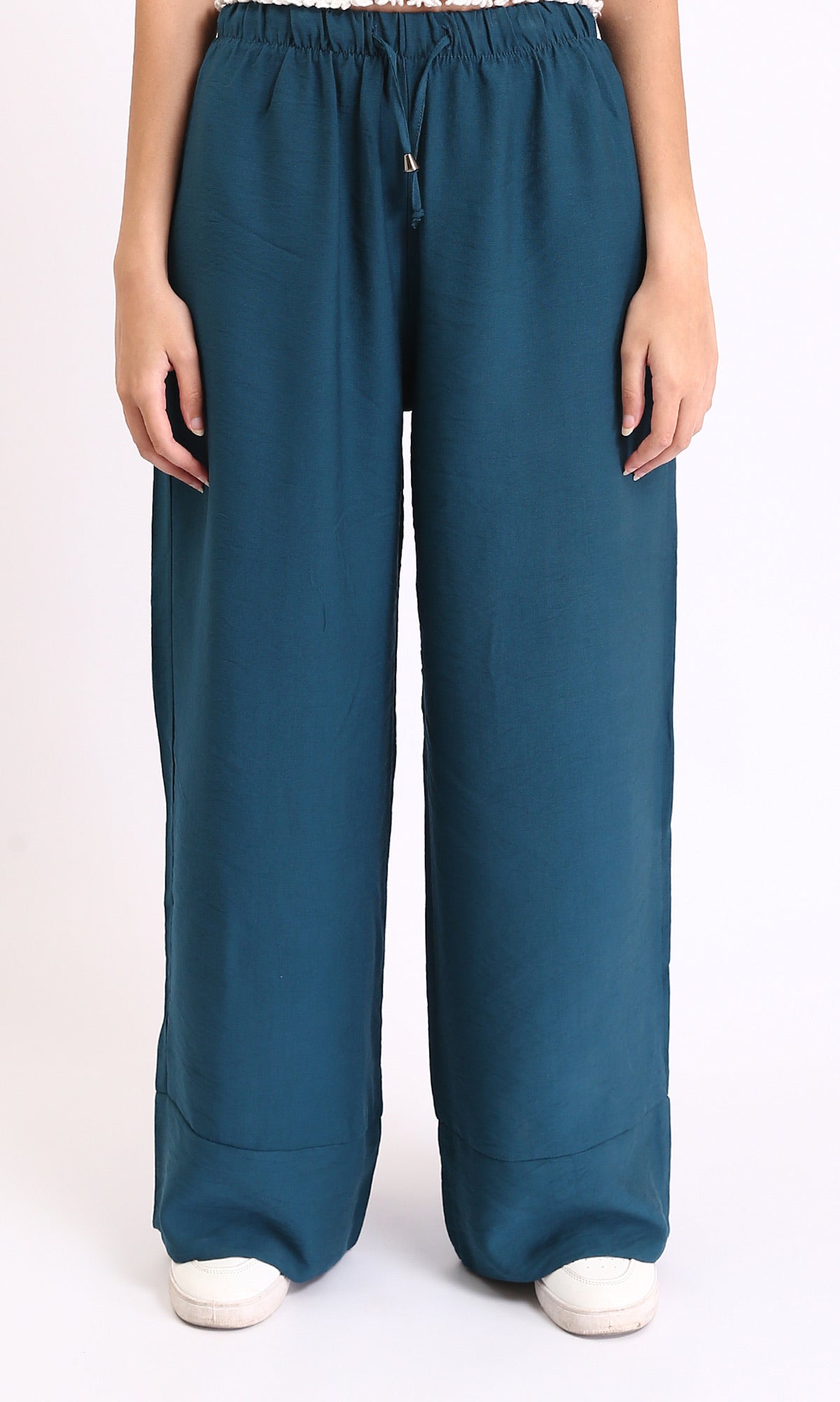 Solid Wide Leg Comfy Pants - Teal