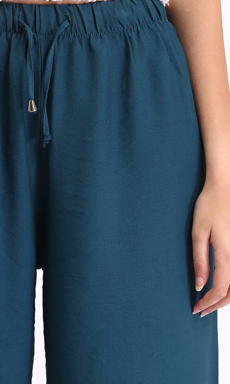 O203490 - Solid Wide Leg Comfy Pants - Teal