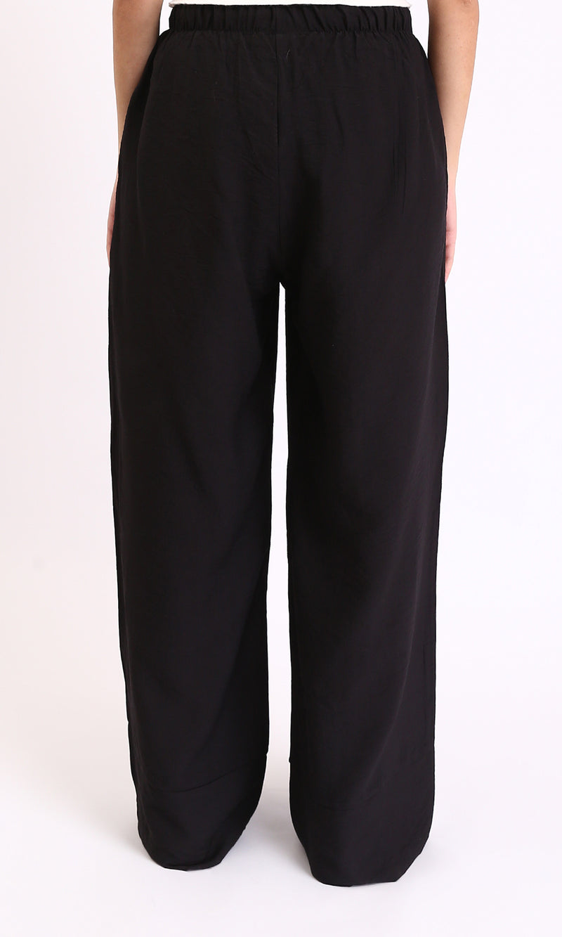 O203493 - Solid Wide Leg Comfy Pants - Black