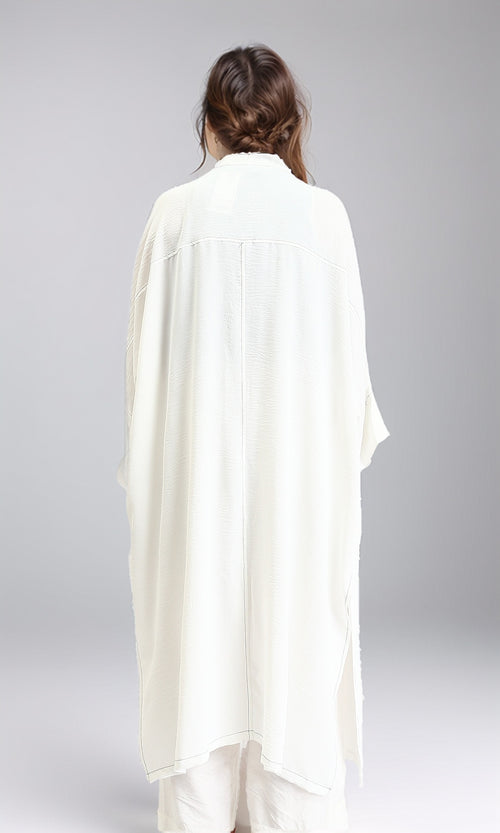 O203497 - Textured Slip On Long Cardigan - Off-White