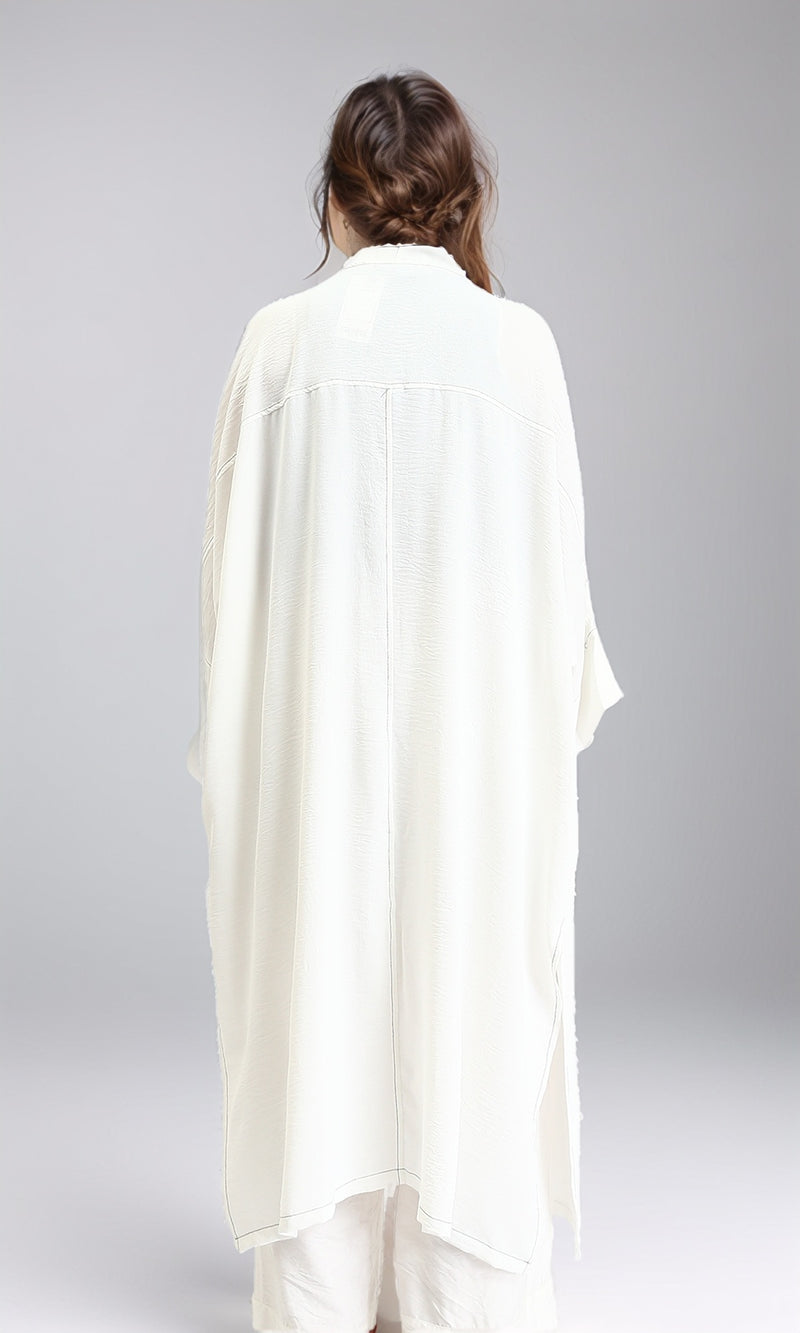 O203497 - Textured Slip On Long Cardigan - Off-White