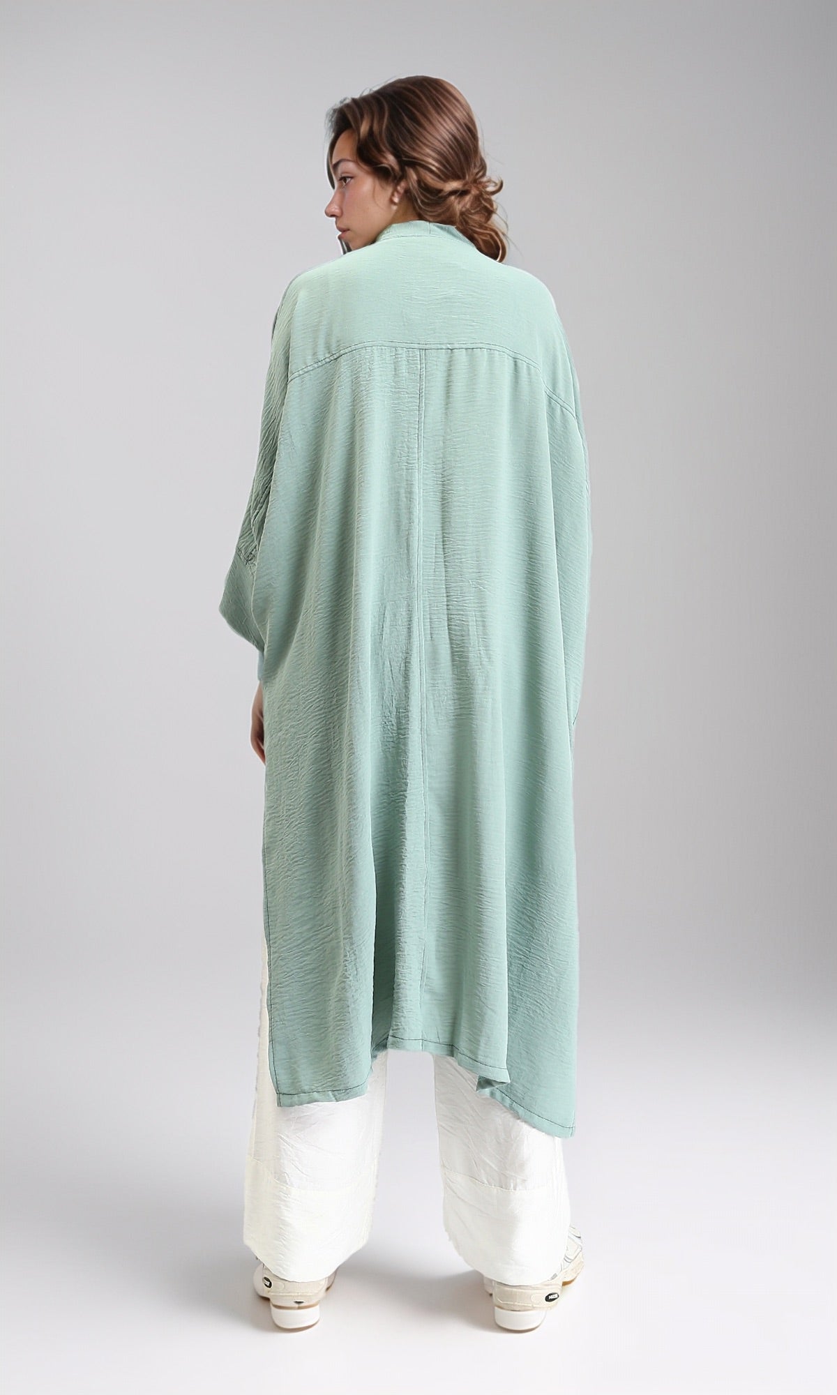 O203499 - Textured Slip On Long Cardigan - Dark Mint