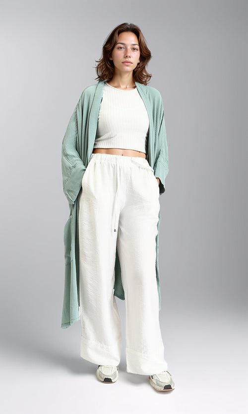 O203499 - Textured Slip On Long Cardigan - Dark Mint