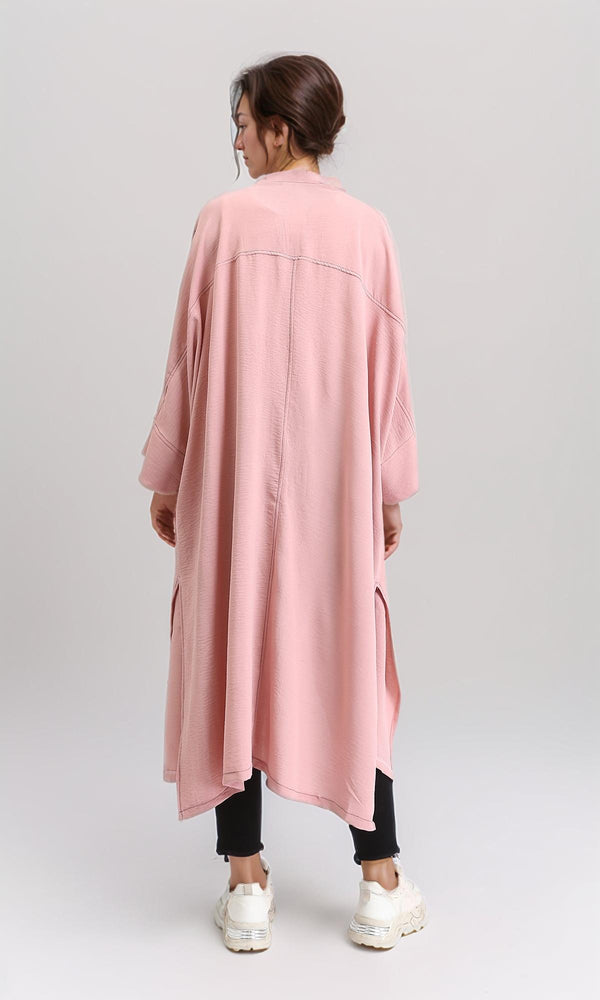 O203500 - Open Neckline Cardigan with Pocket - Light Dusty Rose