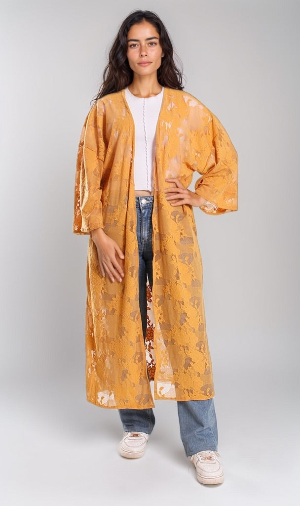 Amber Lace Maxi Duster Cardigan